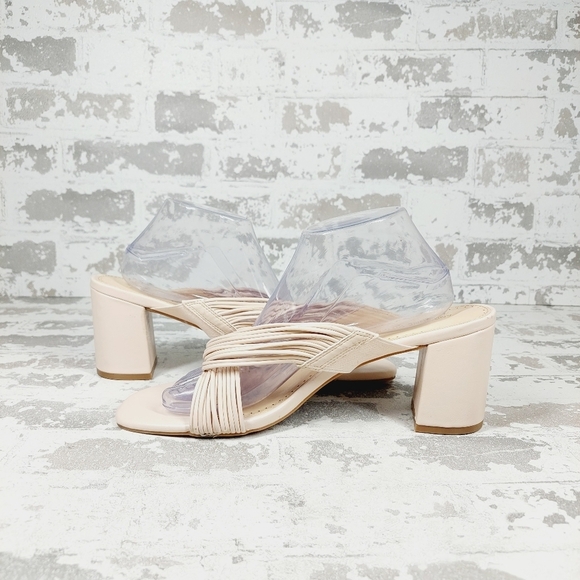 NEW Adrienne Vittadini Annalee Cream Summer Slip On Block Heel Sandals A414 - Picture 4 of 11